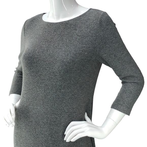 Chicos Womens Size 00 US 2 Heathered Shift Dress Midi Gray Stretch Crew Neck - Picture 2 of 16